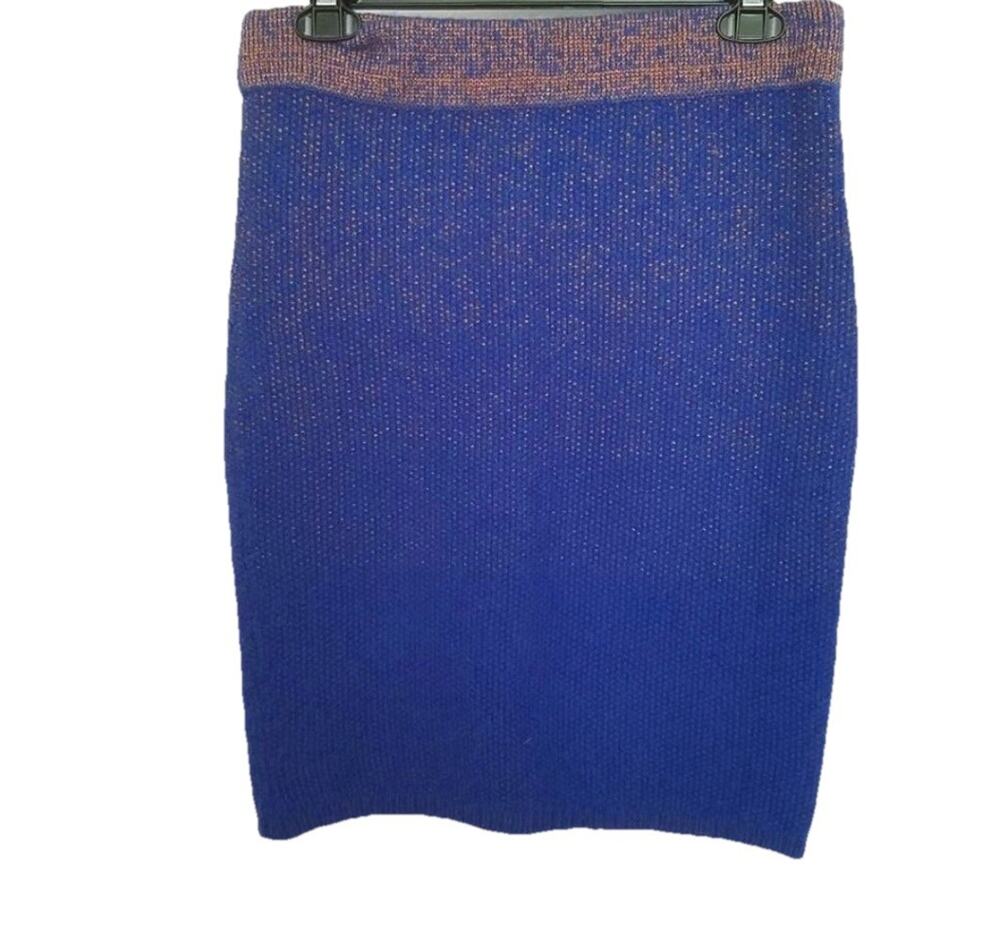 Eleven Paris Skirt Womens Size 4 Blue Angora Pull On Stretch Pencil Bodycon